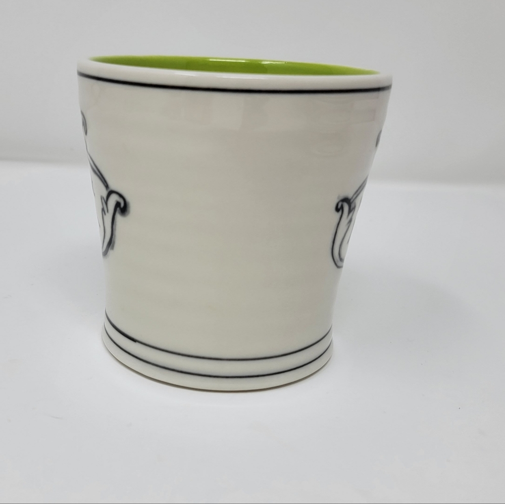 Anthropologie MOLLY HATCH Make It Happen COFFEE MUG Green Stripe Interior - Picture 9 of 9